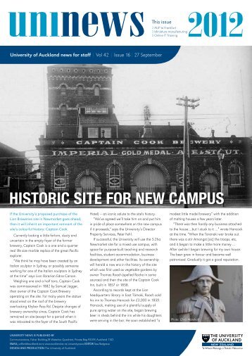 Historic site for new campus - The University of Auckland