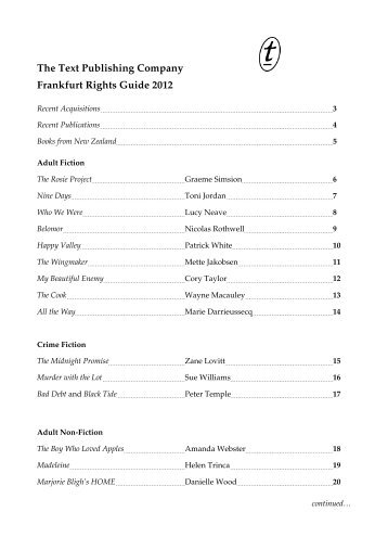 The Text Publishing Company Frankfurt Rights Guide 2012