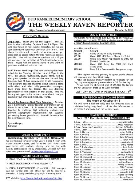 Bud Rank Elementary School The Weekly Raven Reporter