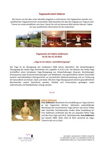 Yoga Fr. Gelbmann Herbst 2012 - NEU - Biohotel Daberer