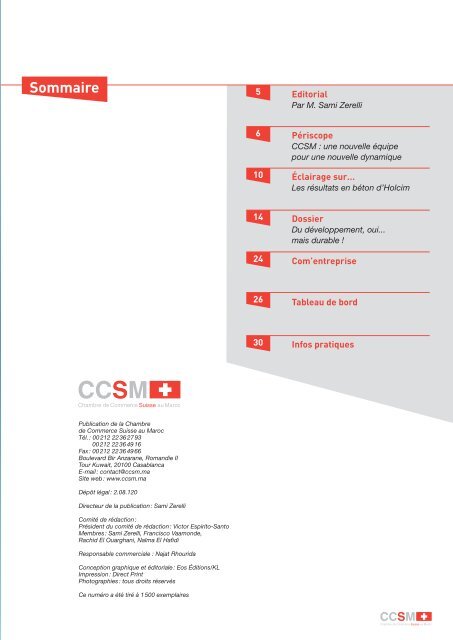 Exé revue CSCM.indd - Chambre de commerce Suisse au Maroc