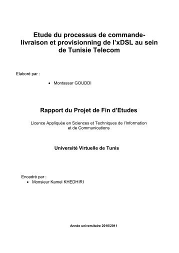 Etude du processus de commande-livraison et provisionning de l ...