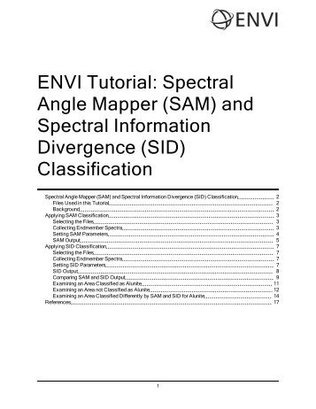 and Spectral Information Divergence (SID) - Exelis Visual ...
