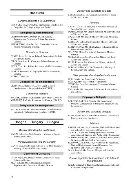 liste finale des délégations - International Labour Organization