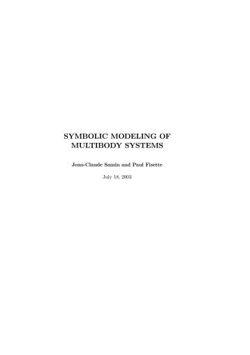 SYMBOLIC MODELING OF MULTIBODY SYSTEMS