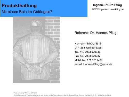 Produkthaftung - Haftungsvermeidung Praxisschwerpunkt