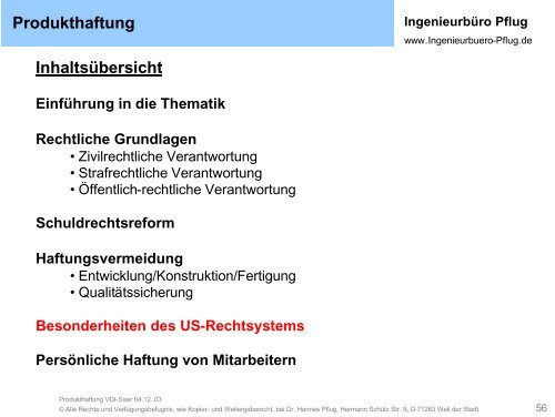 Produkthaftung - Haftungsvermeidung Praxisschwerpunkt