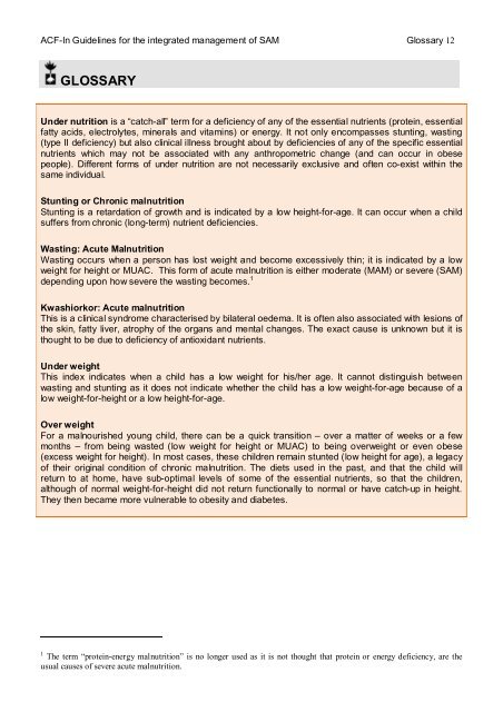 guidelines for the integrated management of severe acute malnutrition