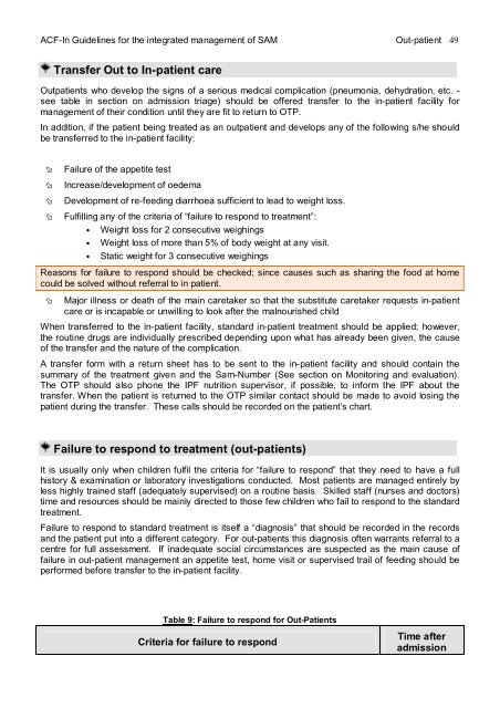guidelines for the integrated management of severe acute malnutrition