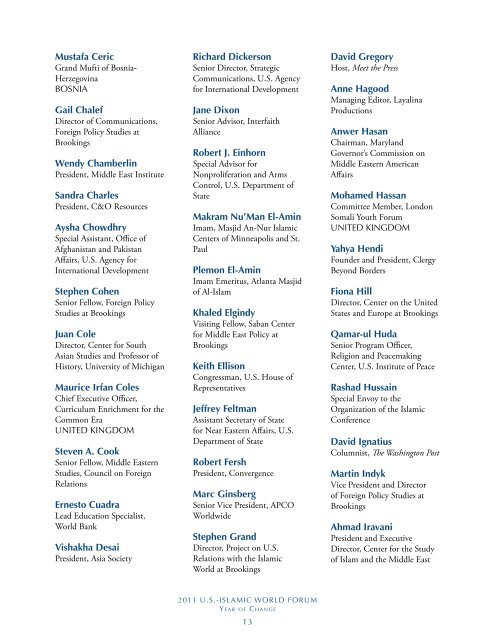 Forum Agenda and Participant Biographies - Brookings Institution