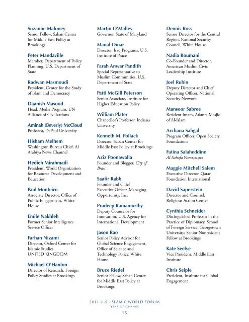 Forum Agenda and Participant Biographies - Brookings Institution