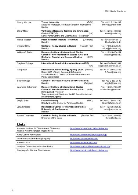 The Geneva Forum 2002 Media Guide to Disarmament in ... - UNIDIR