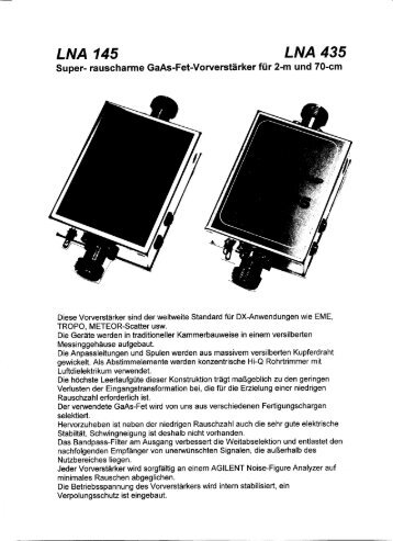 LNA 145 LNA 435 - UHF-Satcom.com