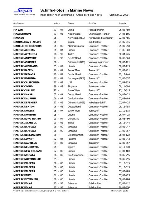 Schiffs-Fotos in Marine News - Ship-DB Schiffsdatenbank