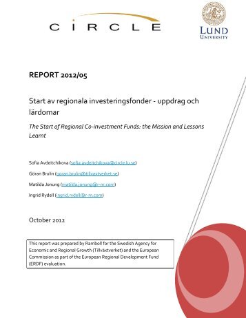 REPORT 2012/05 Start av regionala investeringsfonder ... - circle