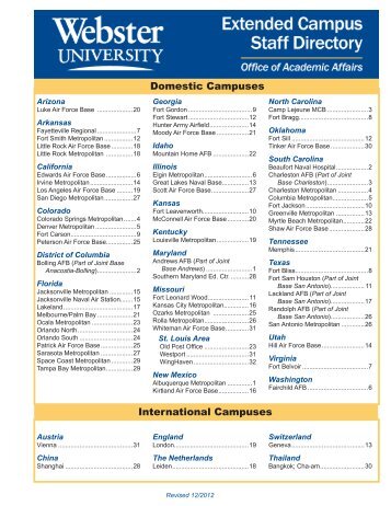 International Campuses Domestic Campuses - Webster University