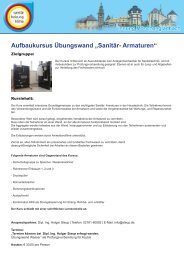 Aufbaukursus Übungswand „Sanitär- Armaturen“