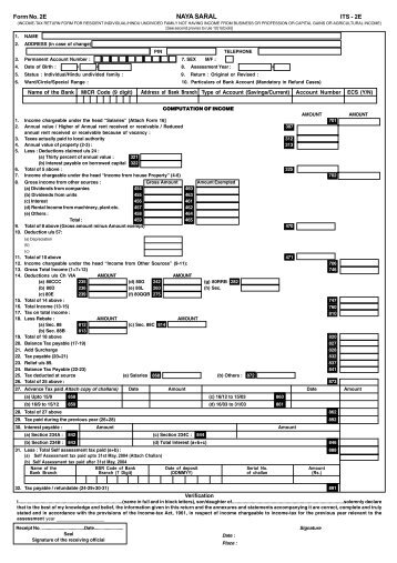 Form No.2E (NAYA SARAL) - Finance