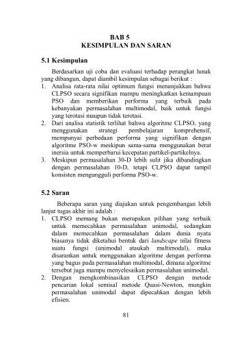 BAB 5 KESIMPULAN DAN SARAN 5.1 Kesimpulan 5.2 Saran - ITS