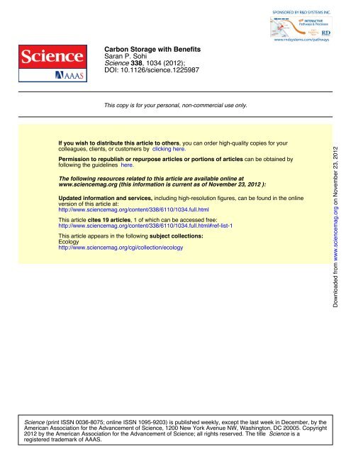 DOI: 10.1126/science.1225987 , 1034 (2012); 338 Science Saran P ...