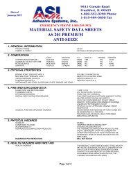 material safety data sheets as 201 premium anti-seize - Regal Plastics