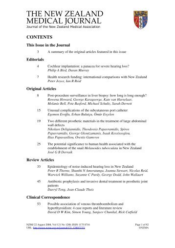 THE NEW ZEALAND MEDICAL JOURNAL - NZ Medical Journal ...