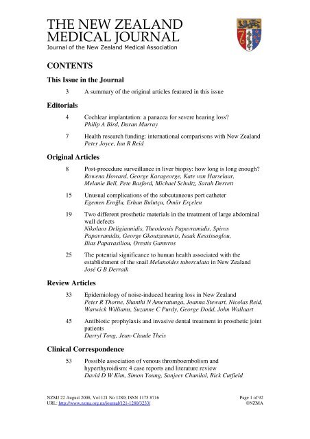 The New Zealand Medical Journal Nz Medical Journal