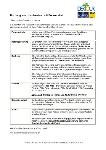 Buchung von Urlaubsreisen mit Presserabatt - Journalismus.com