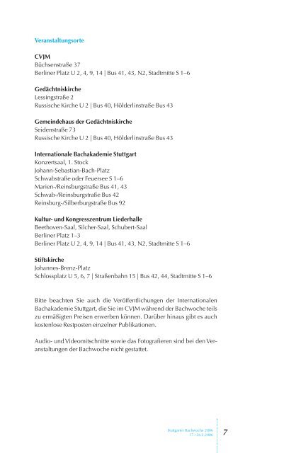 BACHWOCHE Stuttgart - Bach Cantatas