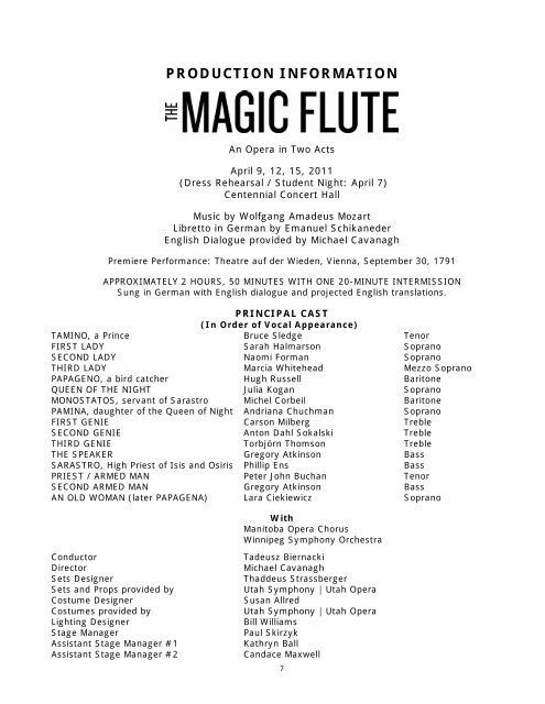 The Magic Flute Study Guide - Manitoba Opera