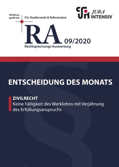 RA 09/2020 - Entscheidung des Monats