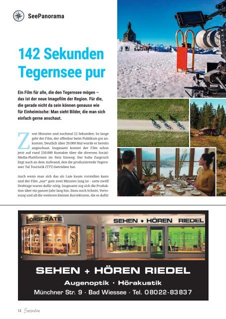 Seeseiten – das Magazin für die Region Tegernsee, Nr. 62, Ausgabe Herbst 2020