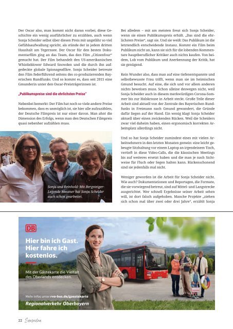 Seeseiten – das Magazin für die Region Tegernsee, Nr. 62, Ausgabe Herbst 2020