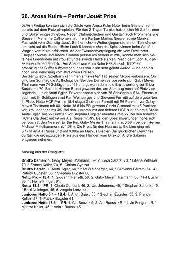 26. Arosa Kulm – Perrier Jouët Prize