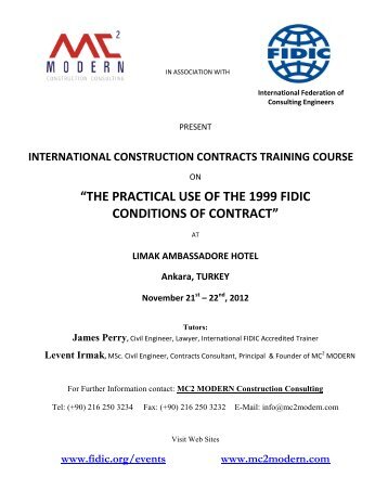 the practical use of the 1999 fidic conditions of contract