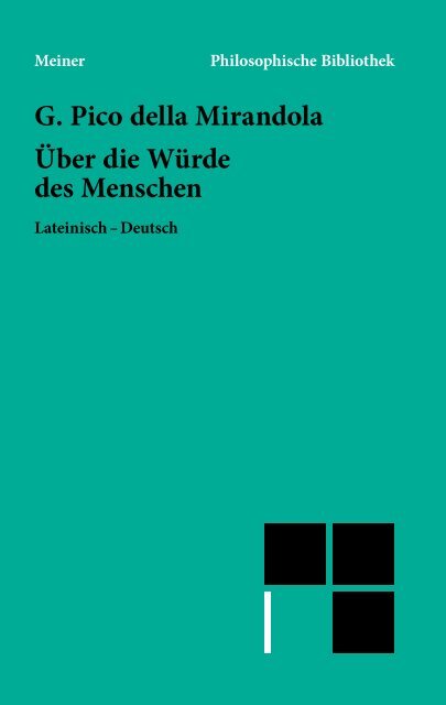 G. Pico della Mirandola Über die Würde des Menschen - Lalegion ...