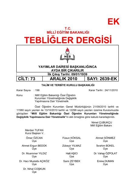 2639-ek - MEB Öğretmene Hizmet ve Sosyal İşler Dairesi