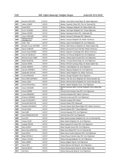 2639-ek - MEB Öğretmene Hizmet ve Sosyal İşler Dairesi