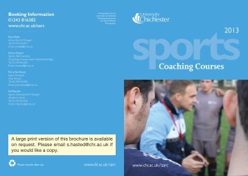 Sports Coaching Courses 2013 - University of Chichester