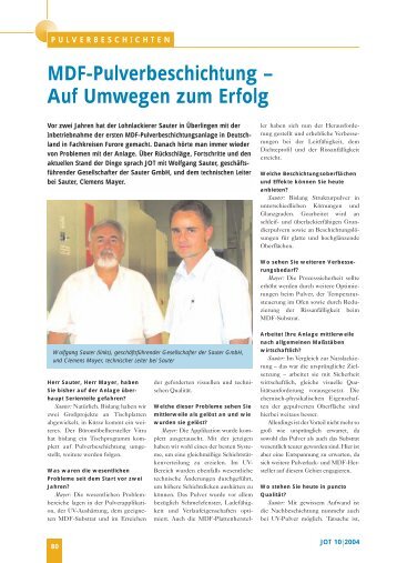 MDF-Pulverbeschichtung – Auf Umwegen zum Erfolg - Sauter GmbH