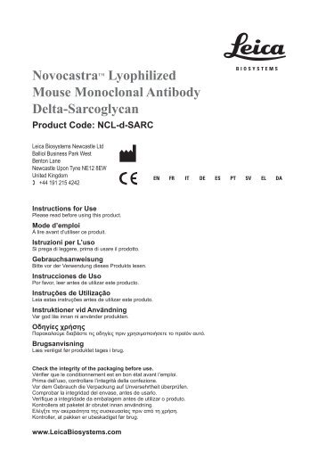 NovocastraTM Lyophilized Mouse Monoclonal ... - Leica Biosystems