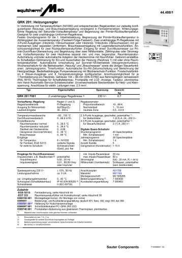 44.488/1 Sauter Components QRK 201: Heizungsregler