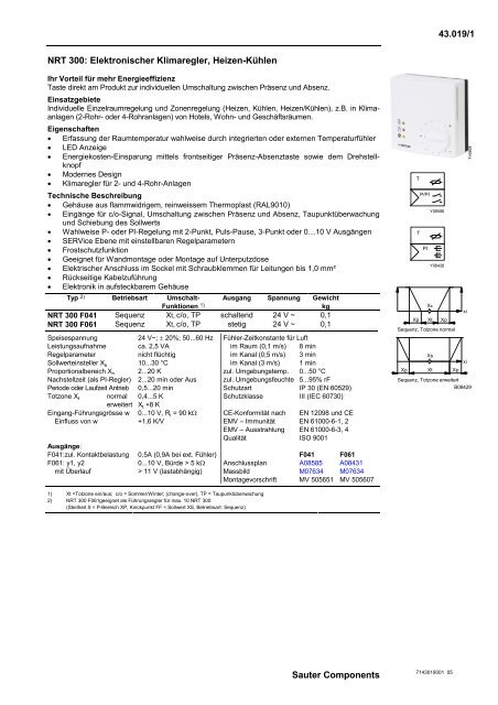 Elektronischer Klimaregler, Heizen-Kühlen - Sauter