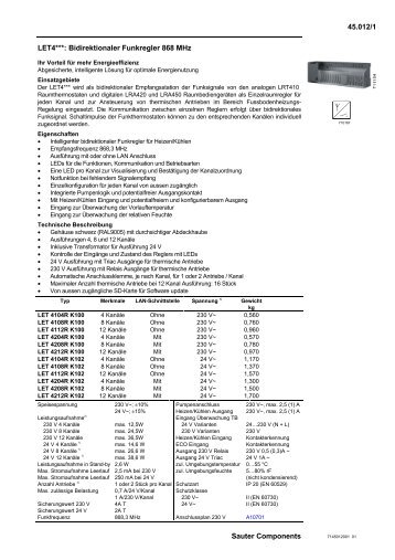 LET4***: Bidirektionaler Funkregler 868 MHz - sauter-controls.com ...