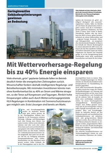 Mit Wettervorhersage-Regelung bis zu 40% Energie ... - OptiControl