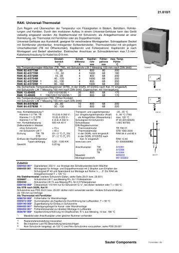 21.610/1 RAK: Universal-Thermostat Sauter Components