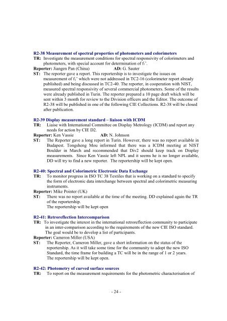 Division 2 Activity Report - CIE Australia