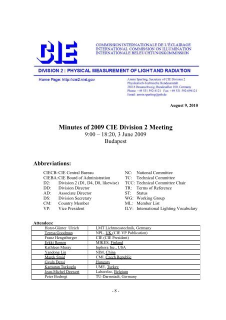 Division 2 Activity Report - CIE Australia