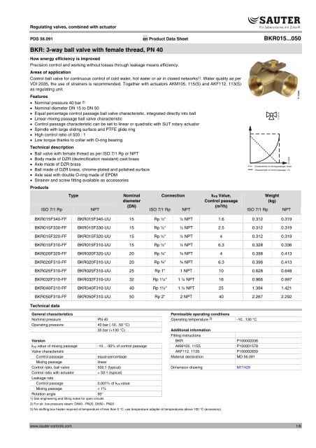 3-way ball valve with female thread - sauter-controls.com sauter ...