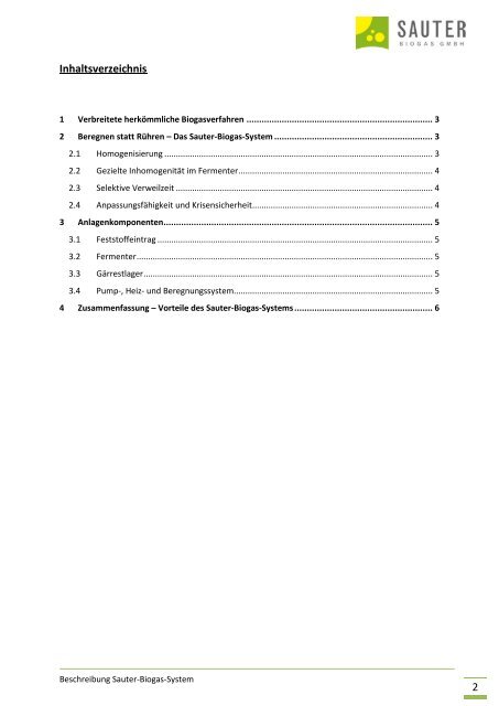 DAS SAUTER-BIOGAS-SYSTEM - SAUTER Biogas GmbH